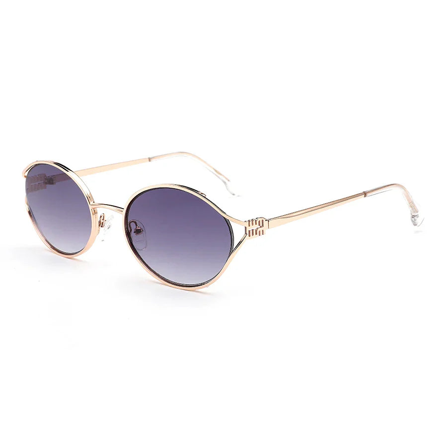 Retro Metal Frame Oval Sunglasses